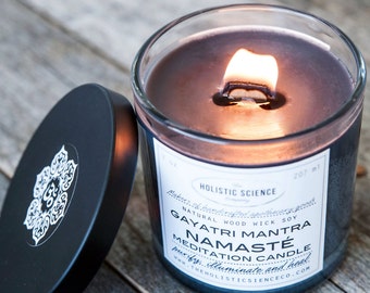 Gayatri Mantra-Namaste Meditation Black Scented Wood Wick Candle
