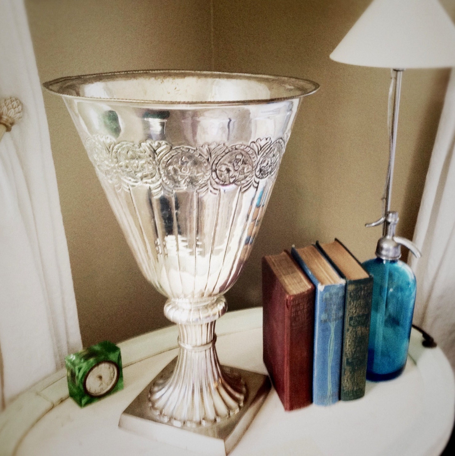 Vintage Extra Large Silver Urn Vase Stunning Repousee