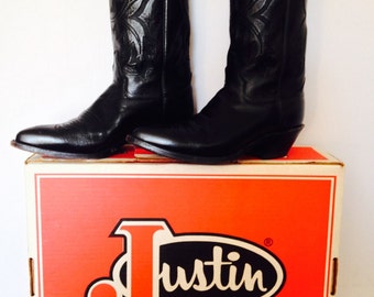 Vintage Justin Black Leather Boots