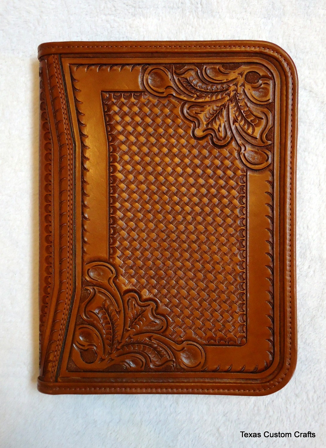 IN STOCK Leather Portfolio with Western Floral tooling and