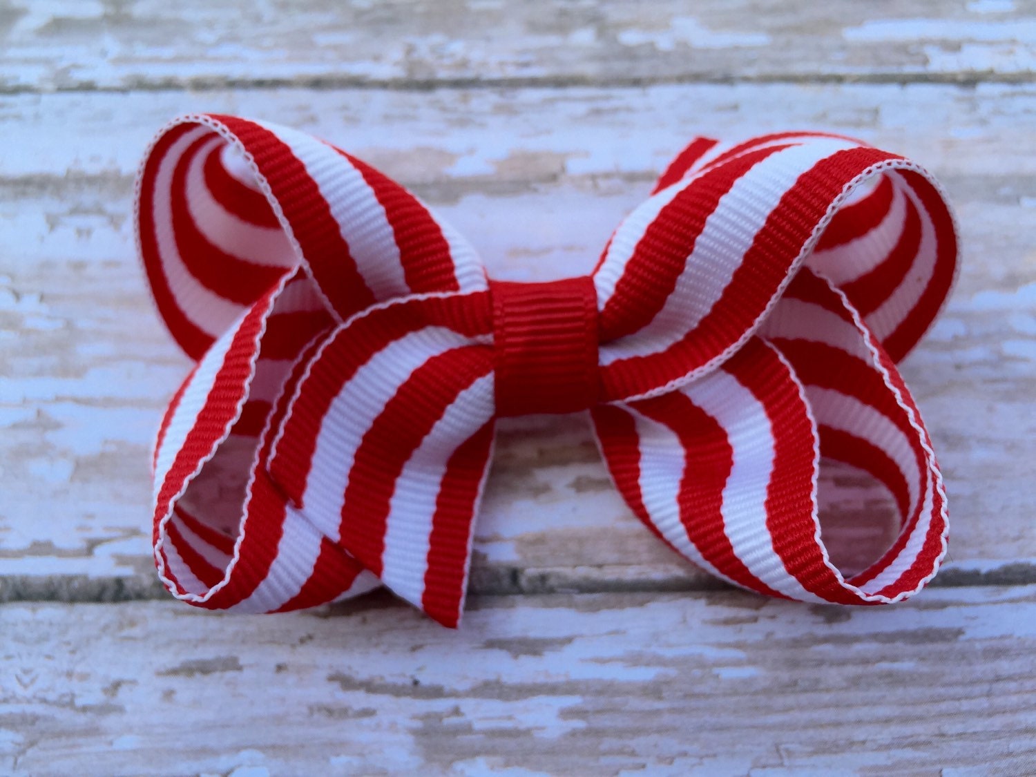 Red and white striped hair bow red and white bow red