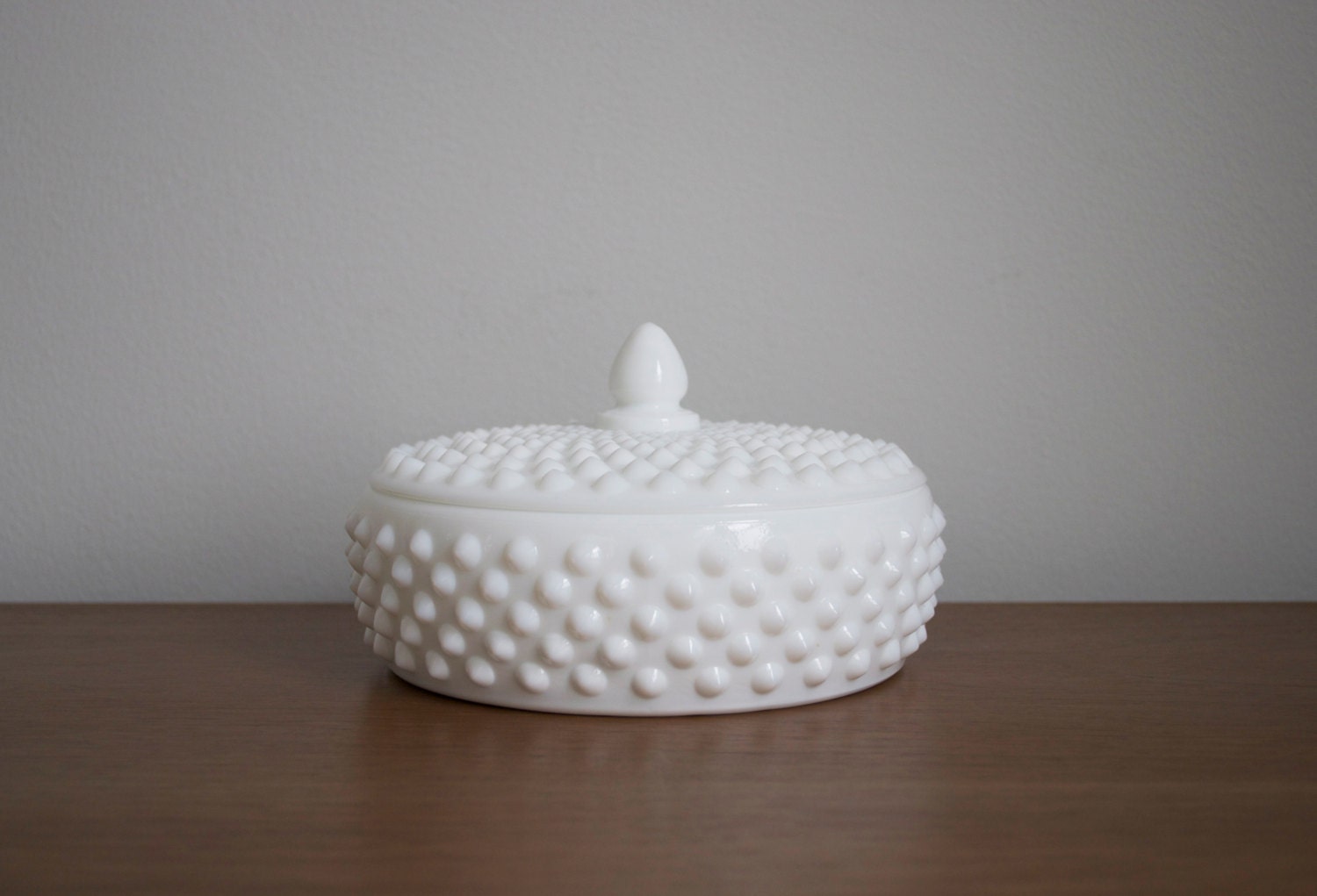 Vintage Hobnail Milk Glass Candy Dish With Lid