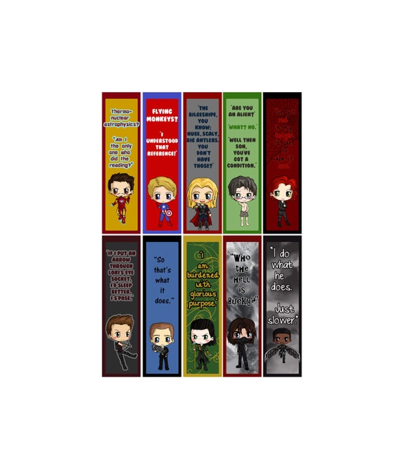 Avengers Bookmarks Thor Loki Ironman Captain by IcyPanther