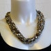 Gold Ladder Yarn Necklace, Crocheted Ribbon Necklace, Handmade Fiber Necklace, Fiber Jewelry, Vegan Jewelry, Crochet Choker, Gifts for Mom