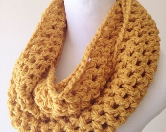 Mustard Scarf - Chunky Scarf - Mustard Infinity Scarf - Mustard Knit Scarf - Yellow Knit Scarf Yellow Scarf- Ochre Scarf Christmas Gift