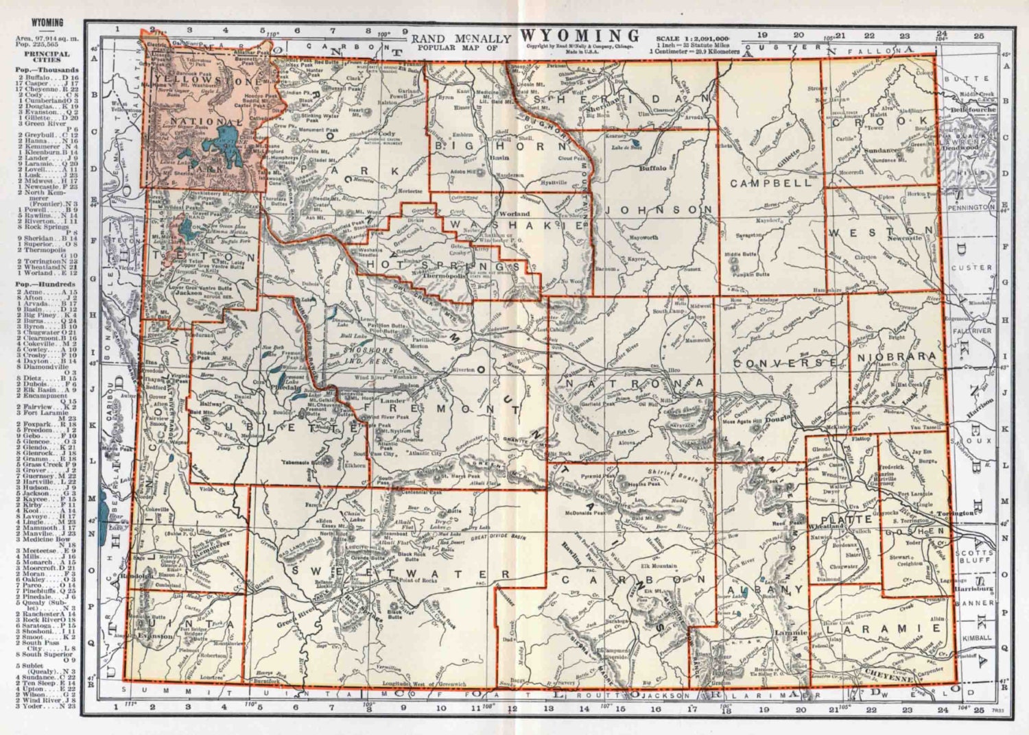 Vintage Wyoming Map Vintage 1935 Original by SkippiDiddlePaper