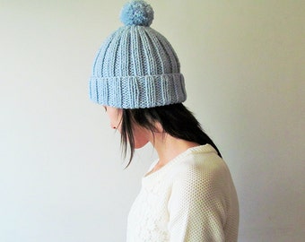 blend alpaca pom sweater pom Blue Ready with   Beanie  Ice Seamless   Wool Ship   Pom  Blend Pom to