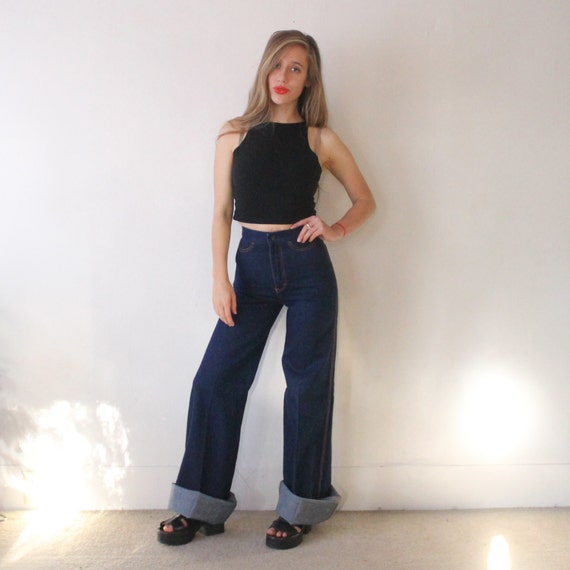 high waisted 70s flare jeans