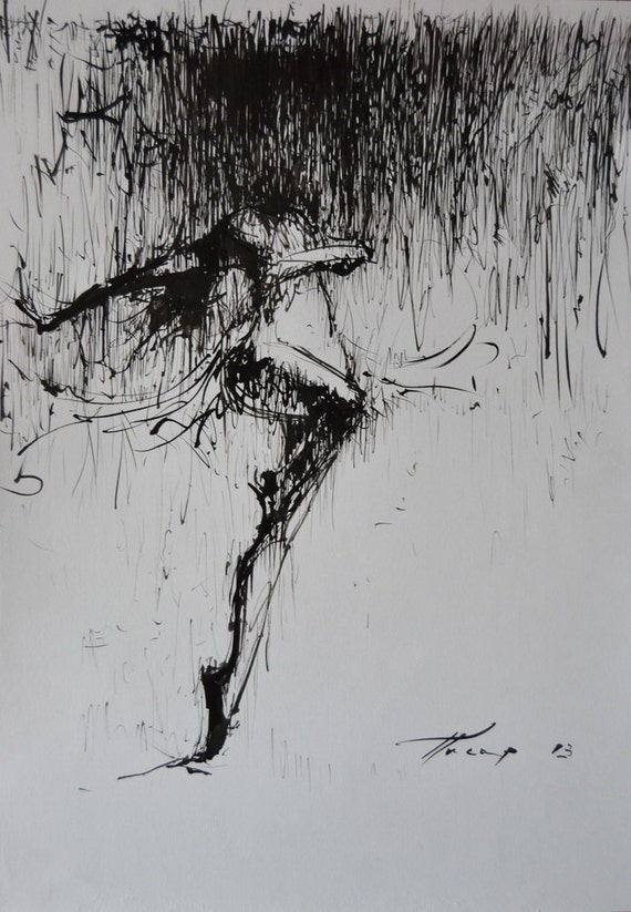Figurative painting of dancer black and white wall art