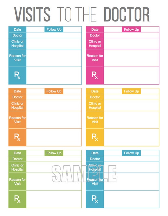 Blank Printable Journals To Keep Up With Doctor Visit Info Such As Weight Bp Height Etc