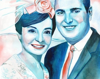 45 ANNIVERSARY GIFT for parents, for grandparents, sapphire anniversary gift ideas, 45th anniversary, blue sapphire custom portrait painting