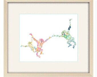 jungle nursery wall art, baby nursery decor, baby room art monkey art kids nursery wall decor kids wall art baby decor monkey nursery print