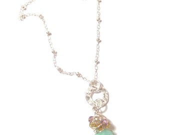 Amazonite Gemstone Necklace, Amazonite Jewelry, Amazonite, Wire Wrap Necklace, Birds Nest Necklace, Wire Wrap Amazonite, Beach Necklace