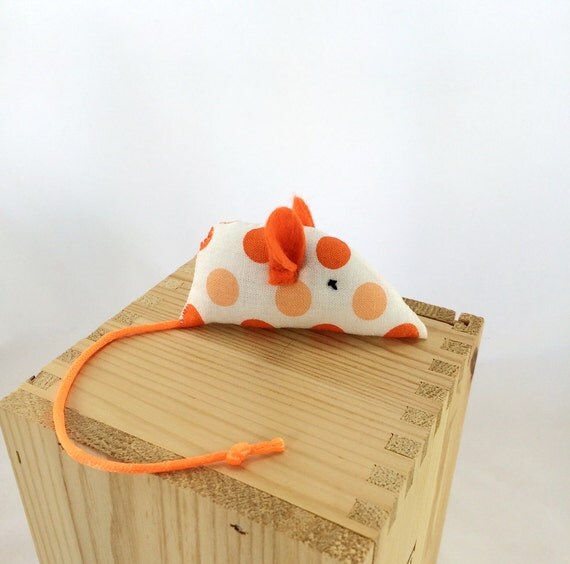 Catnip mouse cat toy kitten toy orange polkadots