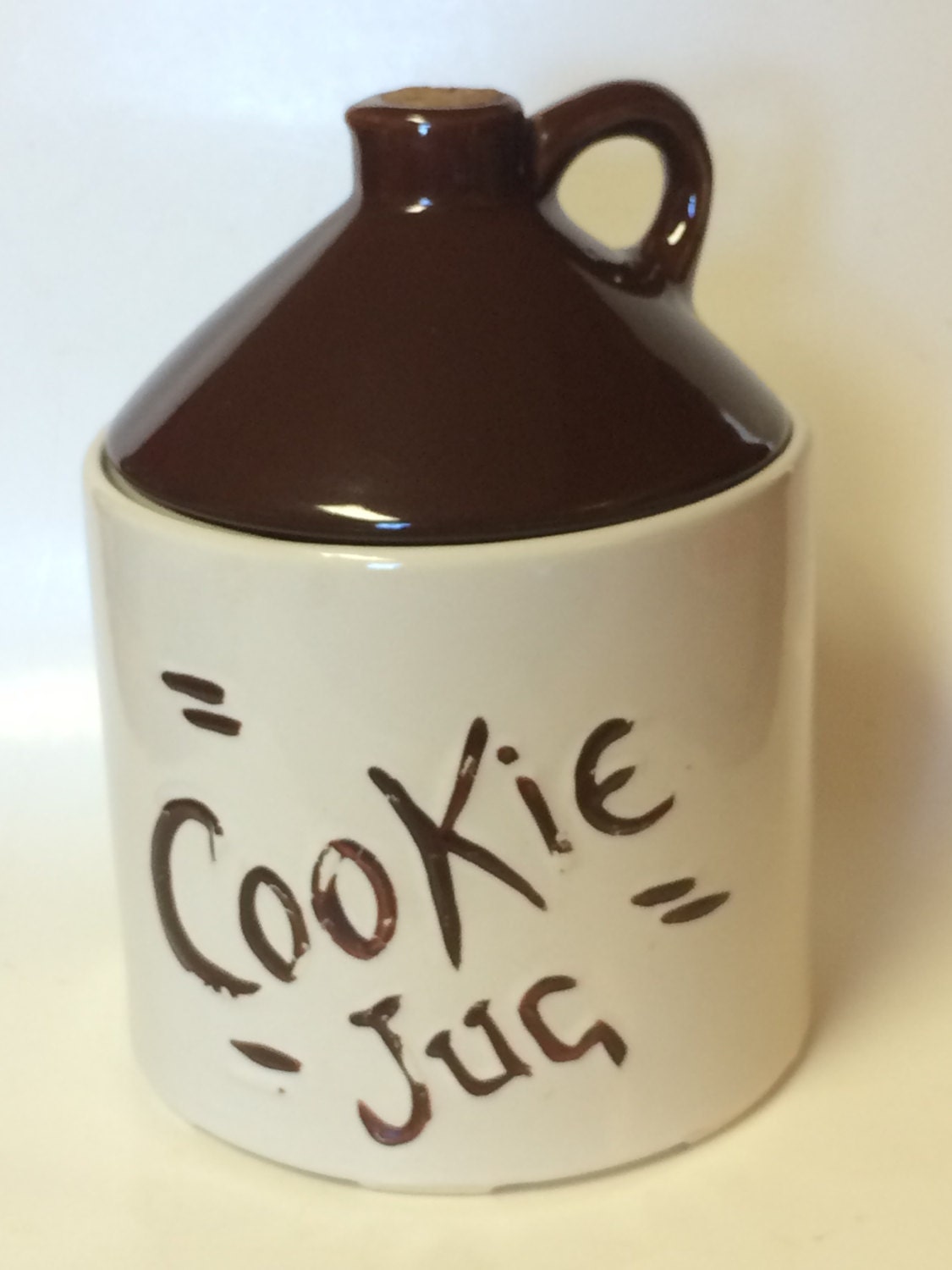 Vintage Brown Jug Cookie Jar Hull by MidnightandMagnolias