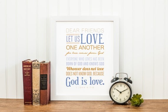 Bible Verse Art 1 John 4:7-8 Scripture by NotBySightDesign