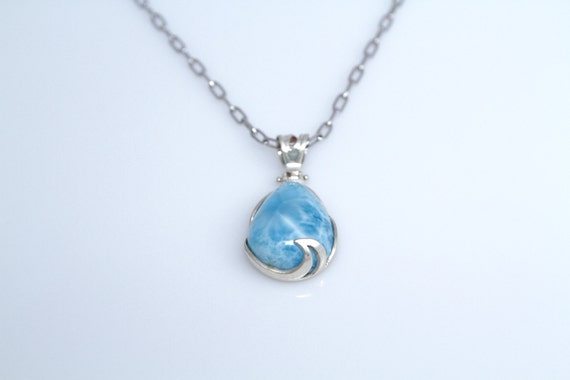 Swirl Silver Larimar Pendant Dominican Republic Jewelry