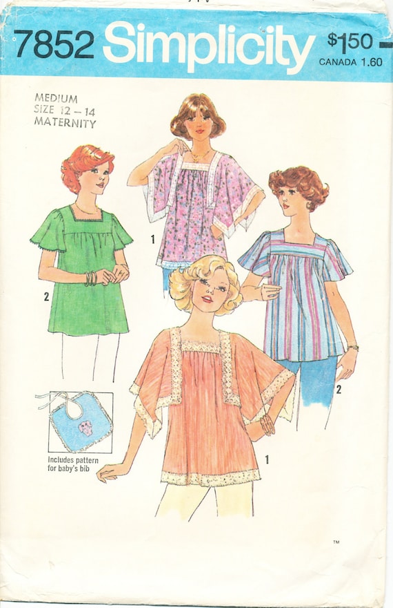 Simplicity 7852 Women's Maternity Top Pattern Sz Medium 12