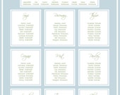 Wedding Table Plan / Seating Chart - Blue & White Tuscany Botanical Style