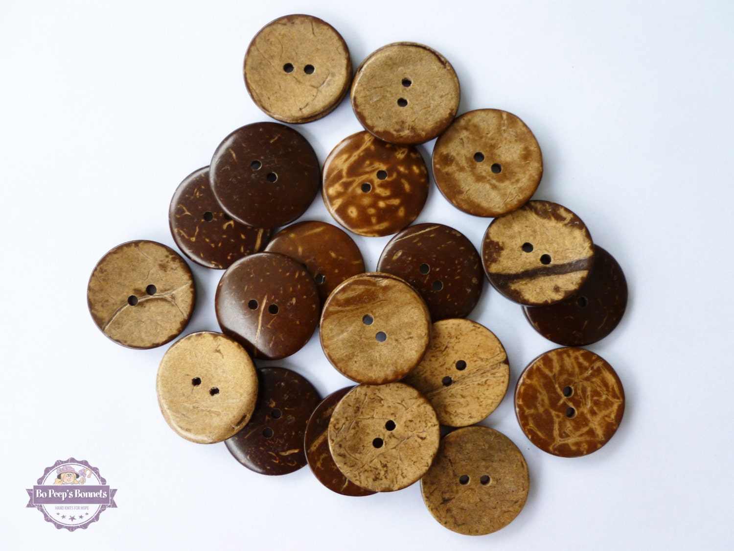 20 coconut buttons 1 inch 25mm 2.5 cm coconut shell buttons