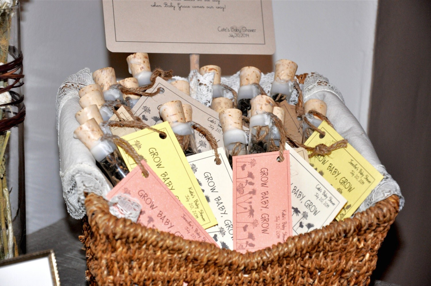 Baby Girl Baby Shower Favors Corked Wildflower Seed Tubes