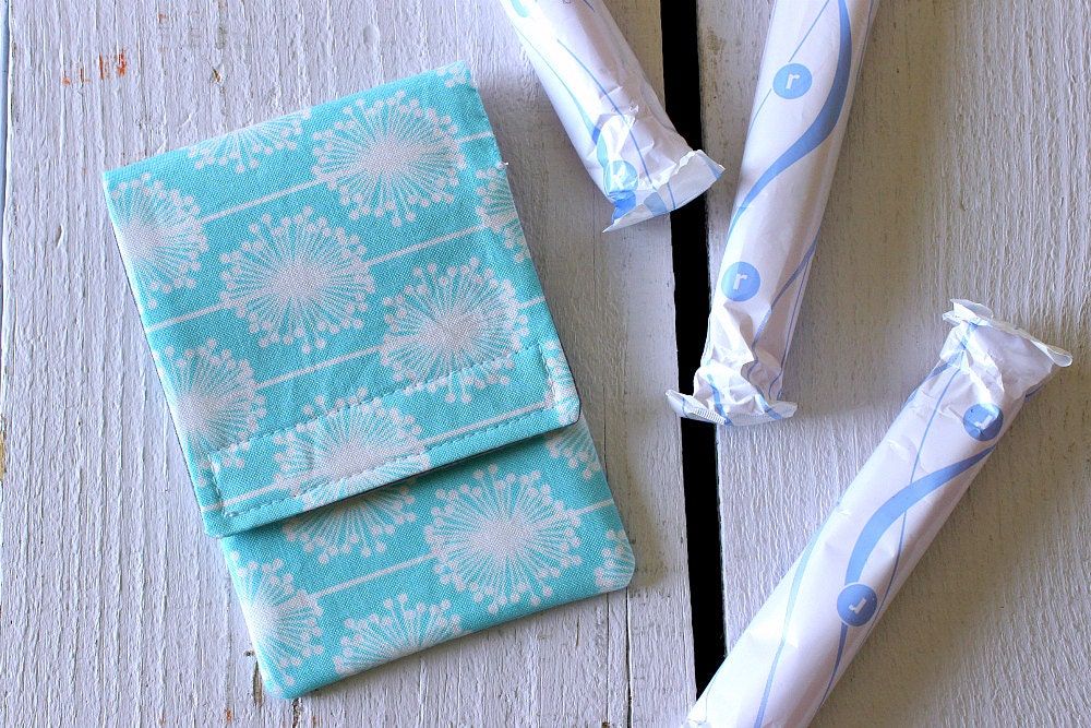 Tampon Holder Pad/Pantiliner Case For Your Purse in Aqua and