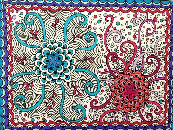 items similar to zentangle coloring page zendoodle adult coloring