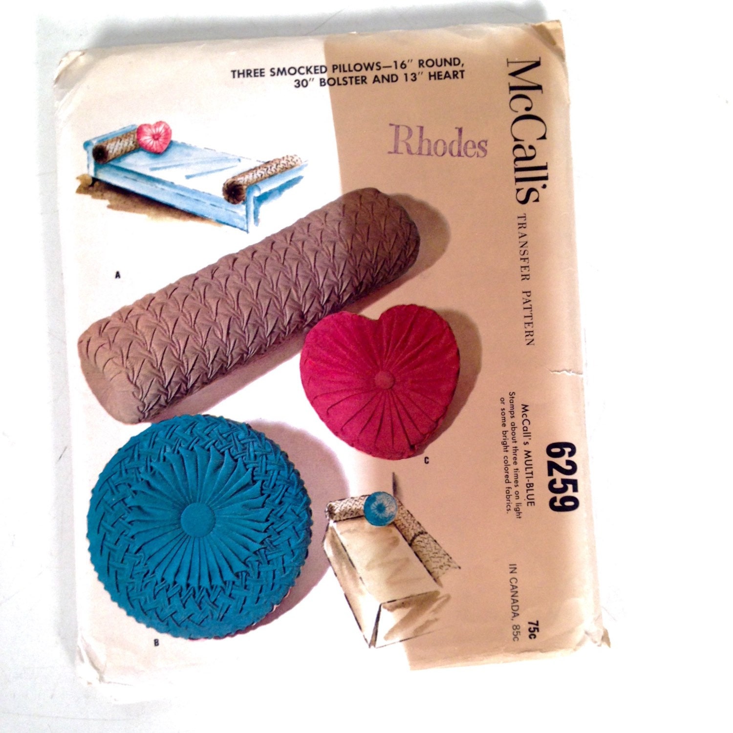 vintage pattern smocked pillow round by whitecottagesupplies