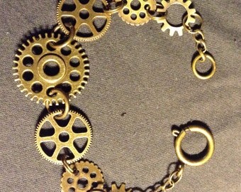 Steampunk Bracelet (brass gears)