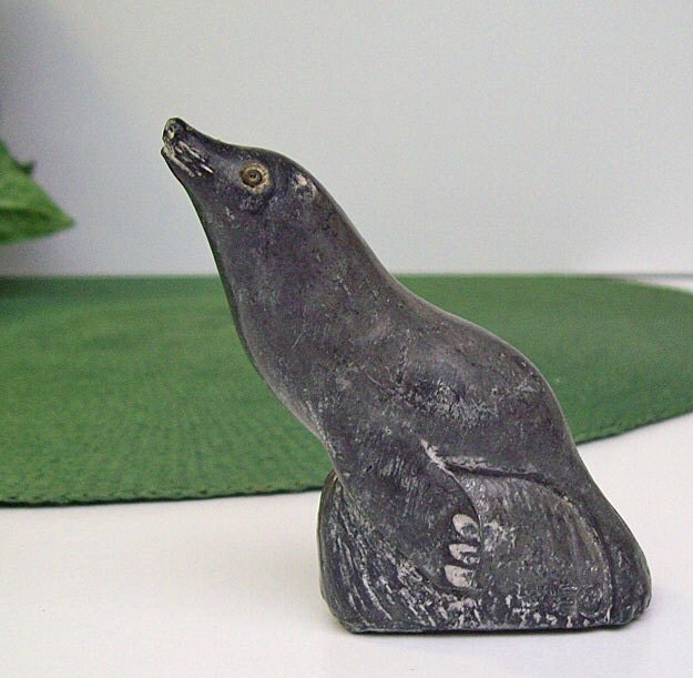 Vintage WOLF Original Soapstone Seal Figure or Sculpture