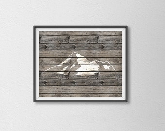 Rustic Mountain Art Print Chic Wood Cabin Rustic Mountain Art Print Chic Wood Cabin