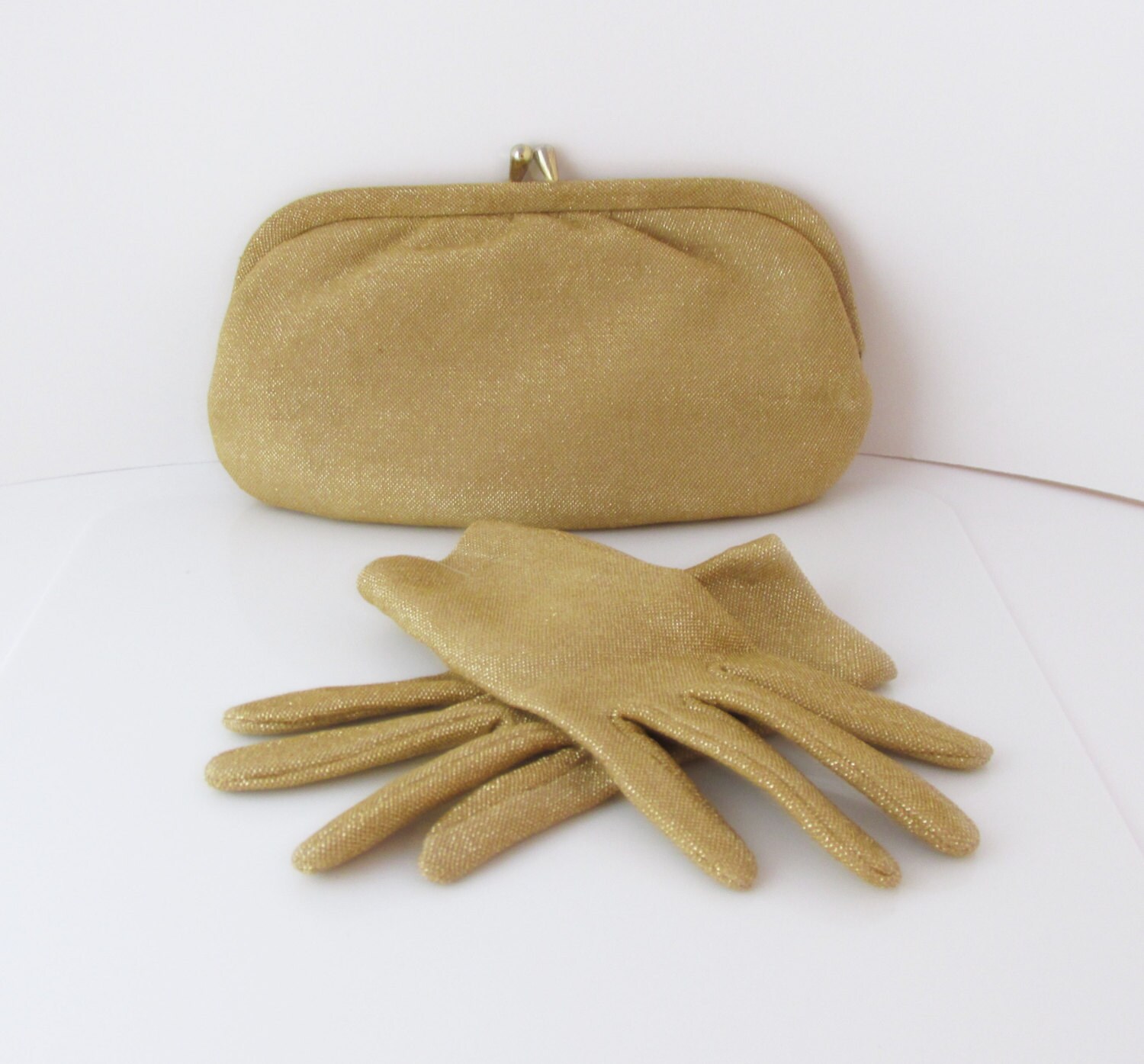 Gold Clutch Purse & Glove Set Vintage Styled By Austin