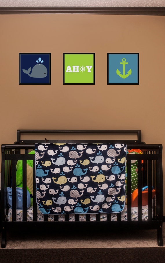 Items similar to Whales 'n Waves Wall Art DIY Nautical nursery theme on Etsy