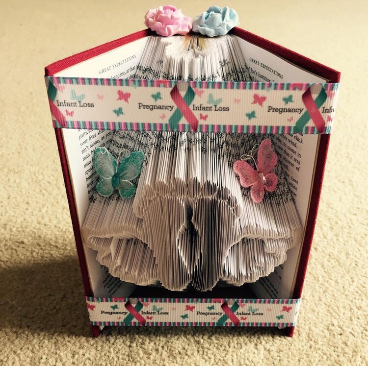 small angel baby feet book fold PATTERN by BookartByBry on Etsy