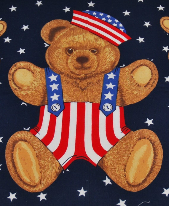 Items similar to Patriotic Teddy Bear Fabric Appliqué by Wamsutta O.T.C. and Hallmark Cards