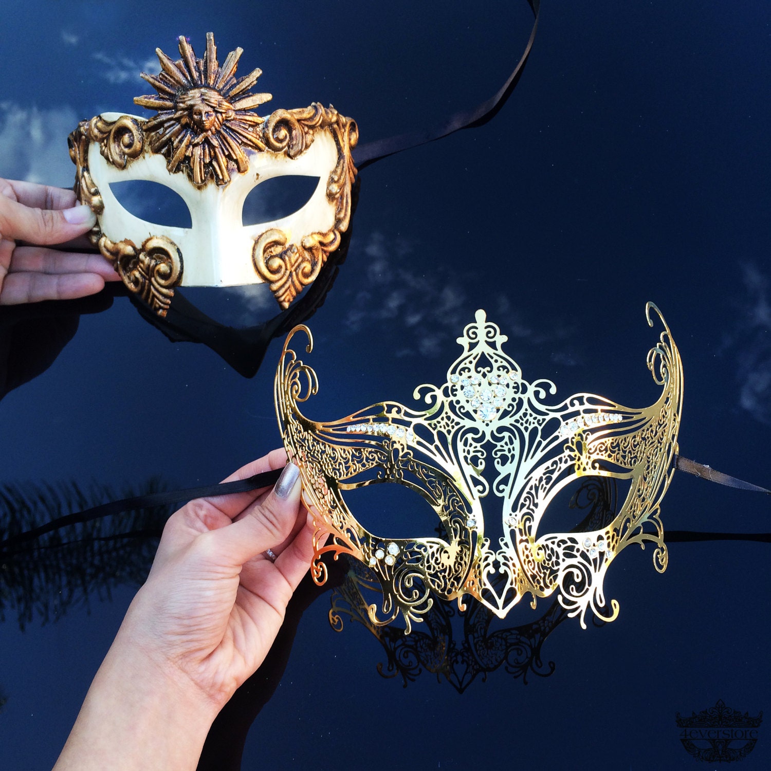 Couple's Masquerade Mask His & Hers Masquerade Mask by 4everstore