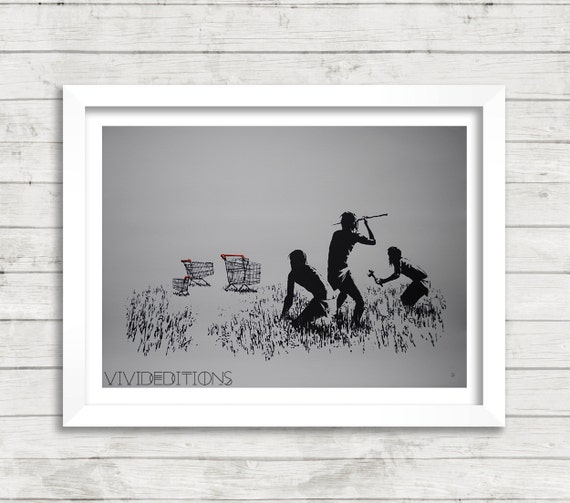 Banksy Shopping Cart Hunting Poster Urban Art by VIVIDEDITIONS