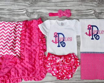 baby girl coming home outfit monogrammed baby by ChesapeakeBayby