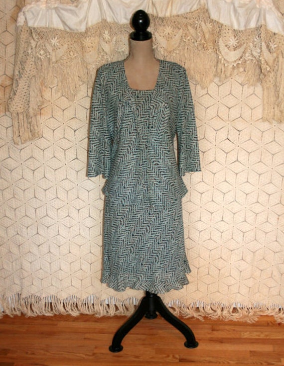 80s Dress Geometric Print Dress 2 Piece Dress & Jacket Day
