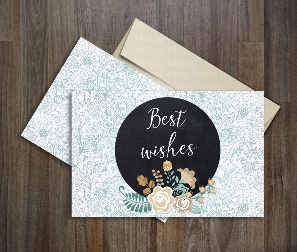 Best Wishes Card Printable Folded Floral Birthday Card
