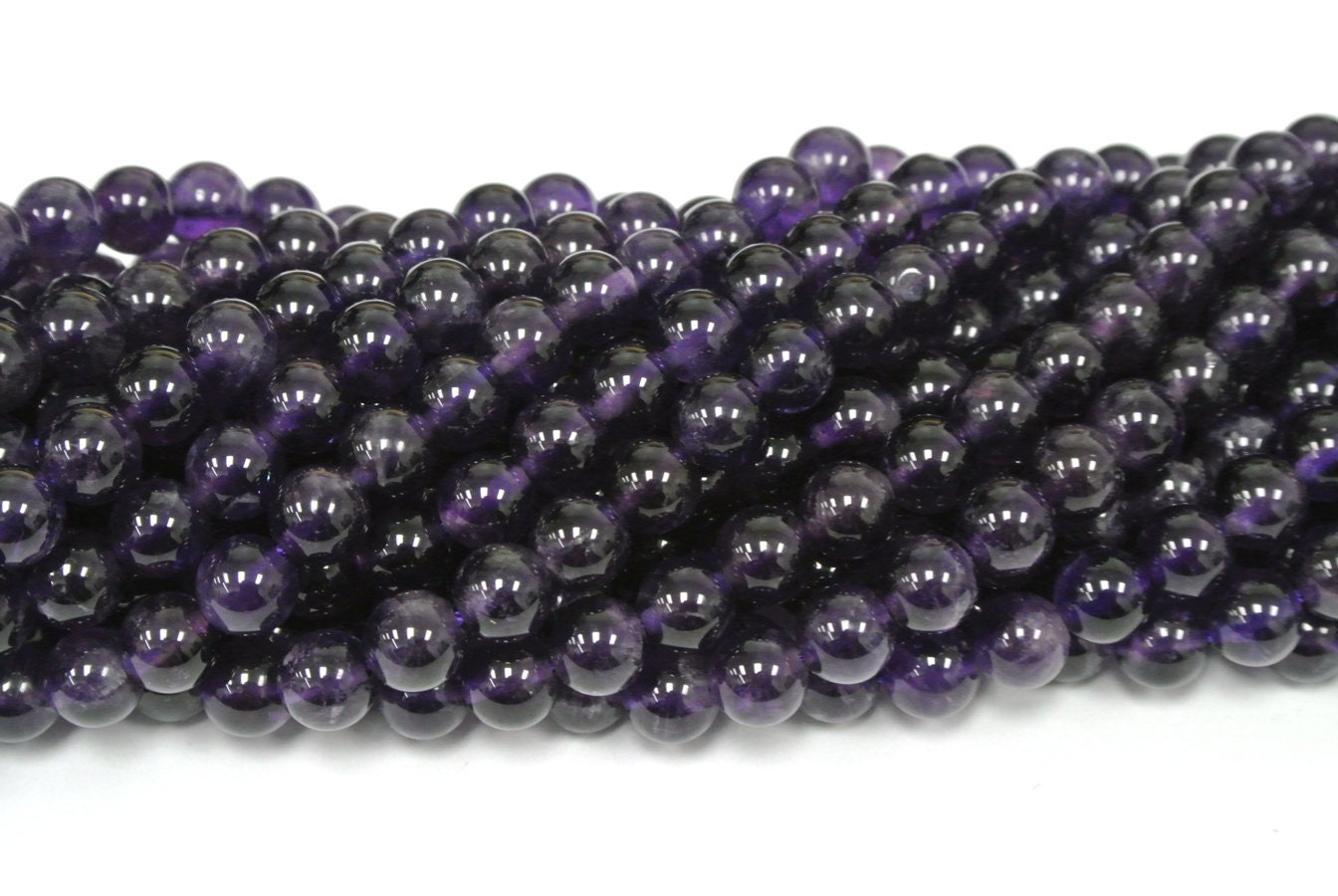 Amethyst Beads 6mm Amethyst round beads 1 Strand Genuine