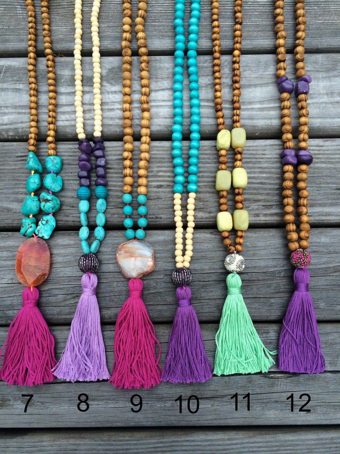 Tassel Necklace Beaded Necklace Long Wooden Beaded