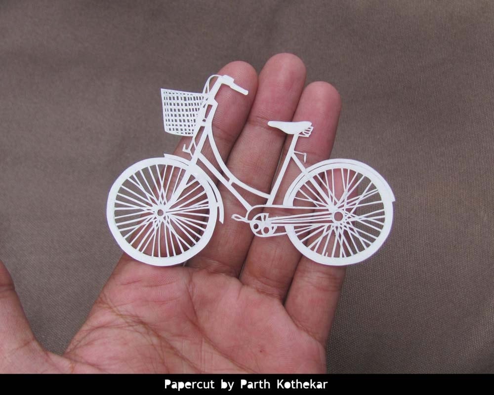 Miniatur Scherenschnitt Fahrrad ladybike