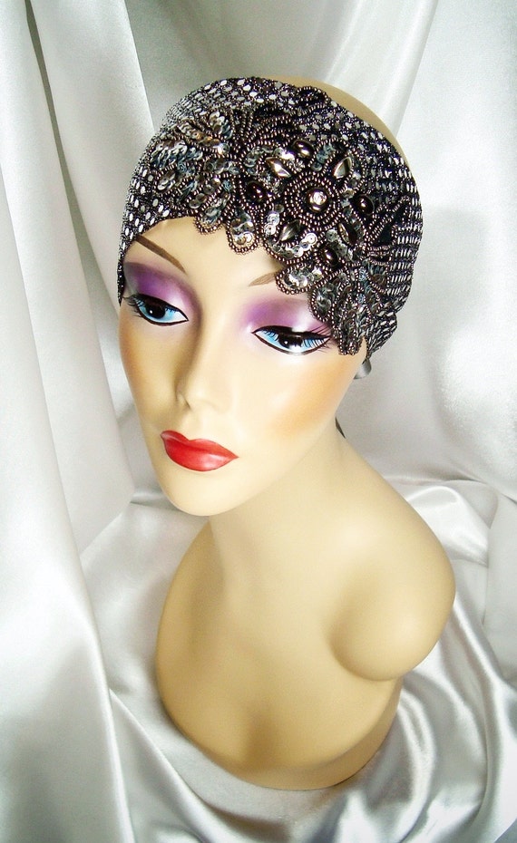 black sequin headpiece