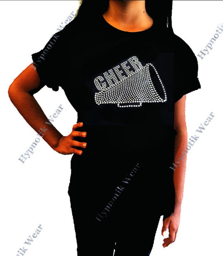 Girls Rhinestone TShirt Cheer Megaphone by RhinestoneSuperstore