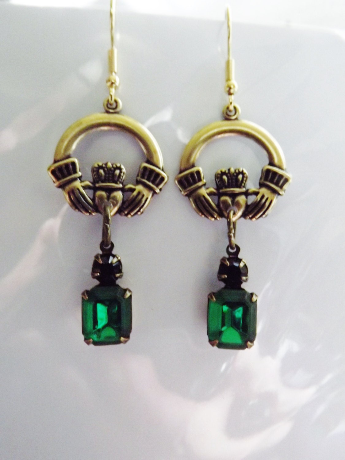 Dainty Irish earrings Celtic Claddagh earrings Art Nouveau