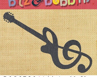 Guitar Digital Embroidery Design