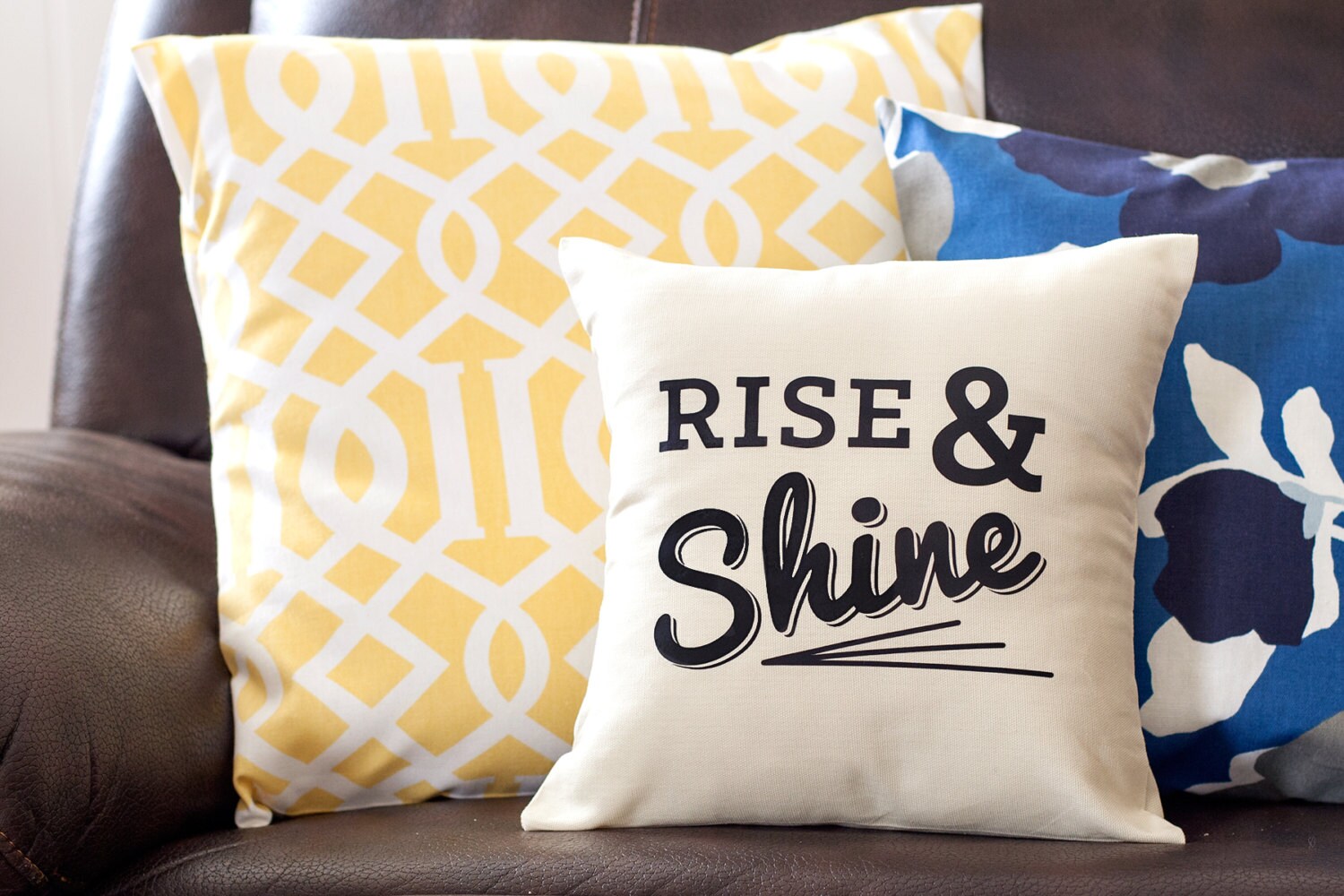 Rise and Shine Conversation Pillow Saying Pillow by BlissNotions