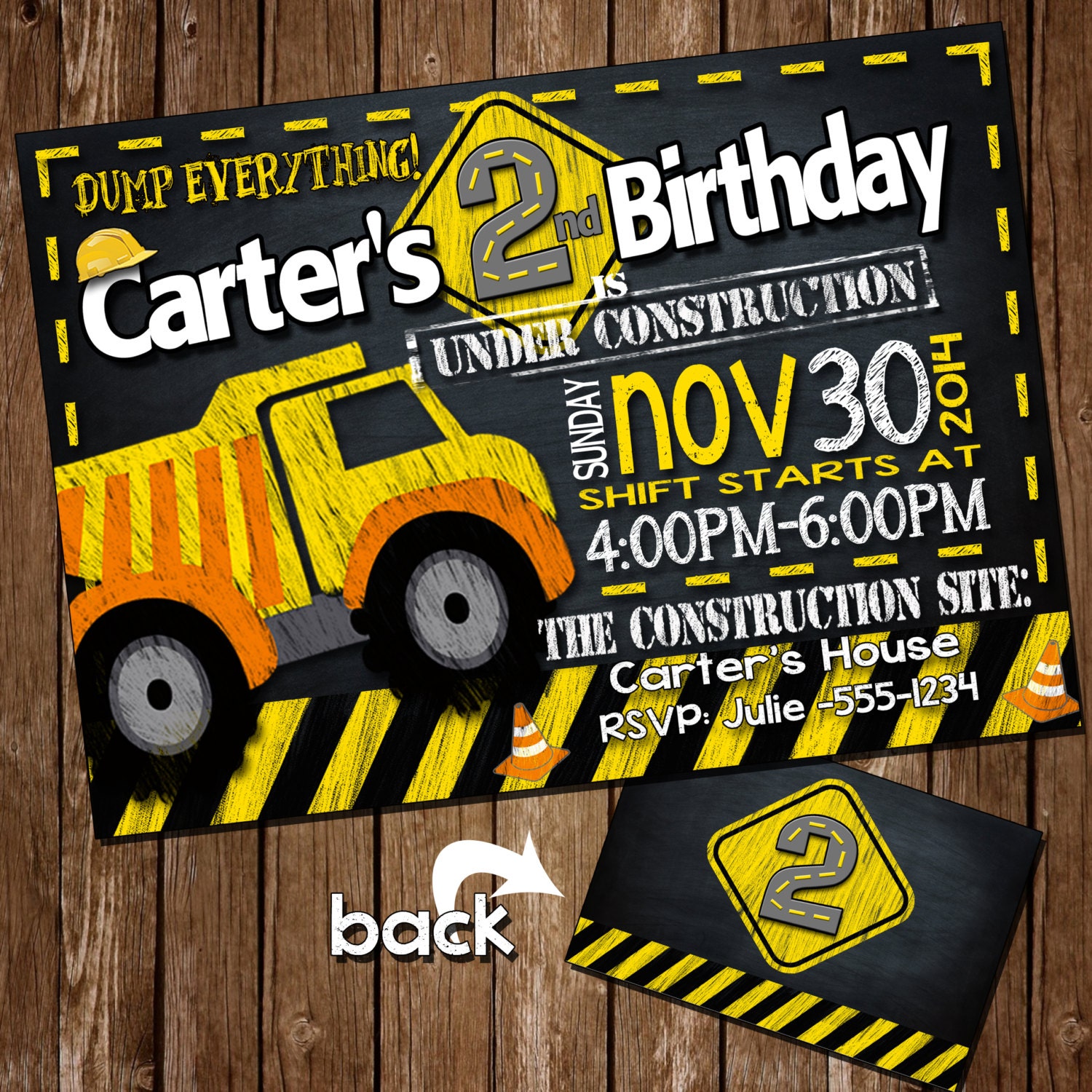 Construction birthday invitation Construction birthday party
