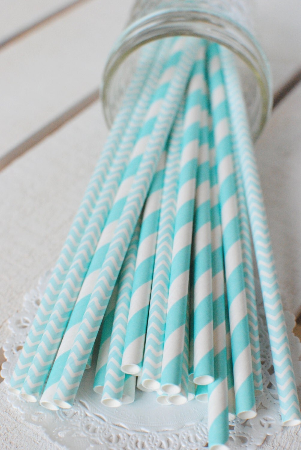 Light Blue Paper Drinking Straws Multipack Blue by MPaperDesigns
